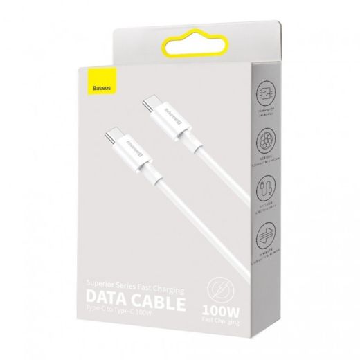 Кабель Baseus Superior Series Fast Charging Data Cable Type-C to Type-C 100W 2m White (CATYS-C02)