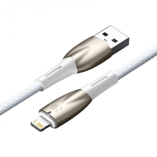 Кабель Baseus Glimmer Series Fast Charging Data Cable USB to iP Ligtning 2.4A 1м White (CADH000202)