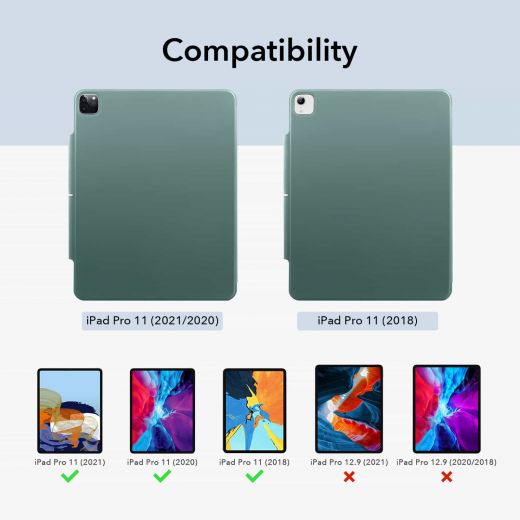 Чехол ESR Rebound Magnetic Smart Case Forest Green для iPad Pro 11" M1 | M2 (2022 | 2021 | 2020) (3C02200400404)