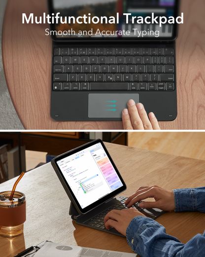Чохол-клавіатура ESR Rebound Magnetic Keyboard Case 360 US Layout-Black для для iPad Air 11” (2024) | iPad Pro 11" M1 | M2 Chip (2021 | 2022) | iPad Air 10.9" 4 | 5 M1 (2020 | 2022) (6B0140901)