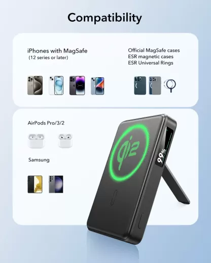 Повербанк с подставкой ESR Qi2 10000 mAh MagSlim Kickstand Power Bank Lavender