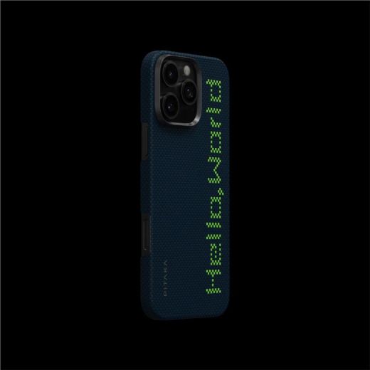 Карбоновый светящийся чехол Pitaka x Aries Tactile Woven Case Hello World для iPhone 16 Pro (KI1602HWT)