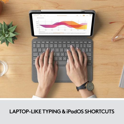Чохол-клавіатура з тачпадом Logitech Combo Touch Keyboard Case with Trackpad Oxford Gray для iPad Air 11” 6 M2 (2024) | iPad Air 10.9" 4 | 5 M1 (2020 | 2022)