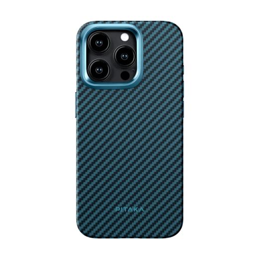 Карбоновый чехол Pitaka MagEZ Case Pro 4 1500D Black/Blue (Twill) для iPhone 15 Pro (KI1508PPA)