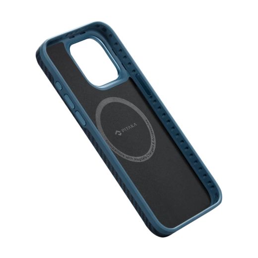 Карбоновый чехол Pitaka MagEZ Case Pro 4 1500D Black/Blue (Twill) для iPhone 15 Pro (KI1508PPA)