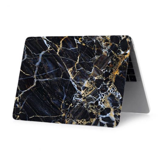 Мраморный чехол CasePro Marble Black | Yellow | White для MacBook Air 13" (M1 | 2020 | 2019 | 2018)