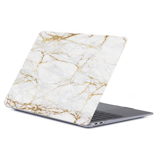 Мармуровий чохол CasePro Marble White | Yellow для MacBook Air 13" (M1 | 2020 | 2019 | 2018)