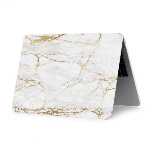 Мармуровий чохол CasePro Marble White | Yellow для MacBook Air 13" (M1 | 2020 | 2019 | 2018)