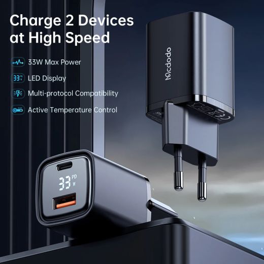 Швидка зарядка Mcdodo 33W PD+QC Digital Display Charger (CH-1701)