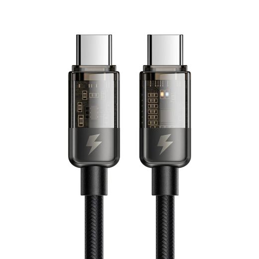 Нейлоновый кабель Mcdodo Auto Power Off 100W USB-C to USB-C Transparent Data Cable 1.2 метр (CA-2840)