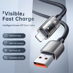 Нейлоновый кабель Mcdodo Auto Power Off 12W Lightning Transparent Data Cable 1.2 метр (CA-3140)