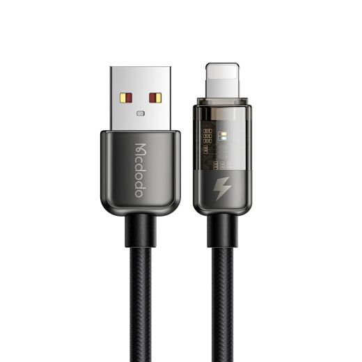 Нейлоновий кабель Mcdodo Auto Power Off 12W Lightning Transparent Data Cable 1.2 метр (CA-3140)