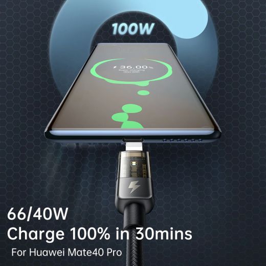 Нейлоновый кабель Mcdodo Auto Power Off 6A USB-C Super Charge Transparent Data Cable 1.2 метр (CA-3150)