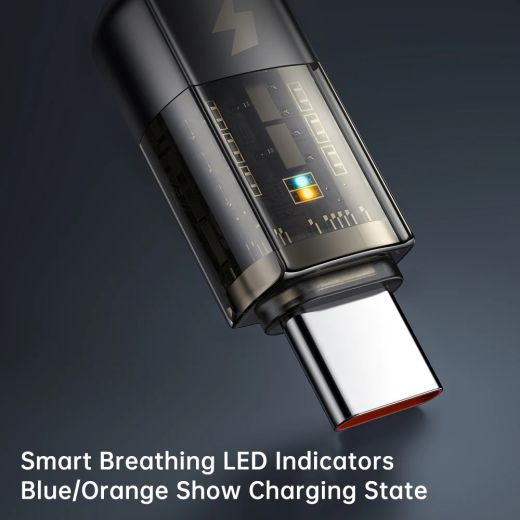 Нейлоновий кабель Mcdodo Auto Power Off 6A USB-C Super Charge Transparent Data Cable 1.8 метр (CA-3151)