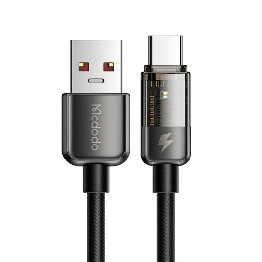 Нейлоновый кабель Mcdodo Auto Power Off 6A USB-C Super Charge Transparent Data Cable 1.8 метр (CA-3151)