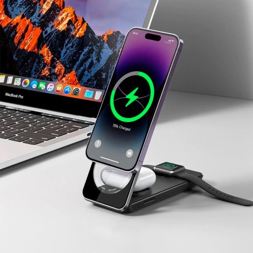 Беспроводная зарядка Mcdodo Magnetic Wireless Charger 3 в 1 25W Black