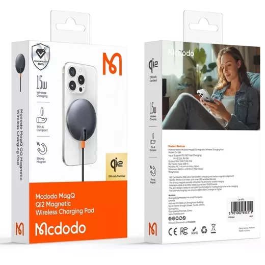 Бездротова зарядка McDodo CH-286 MagQ Qi2 Magnetic 15W Wireless Charging Black