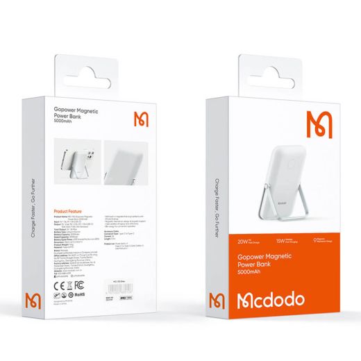 Внешний аккумулятор McDodo MC-705 Ultra Slimmagsafe PD 20w 5000mah White