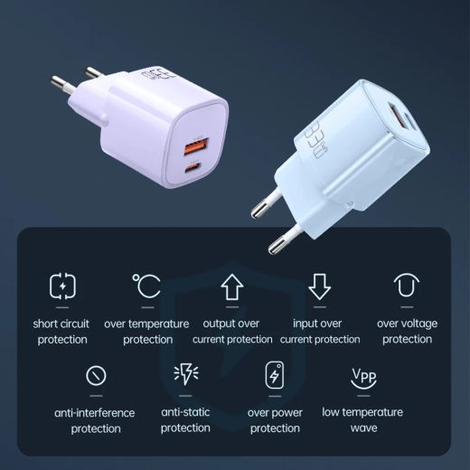 Швидка зарядка Mcdodo Nano Series 33W GaN PD Dual Port Fast Charger Purple (CH-0155)