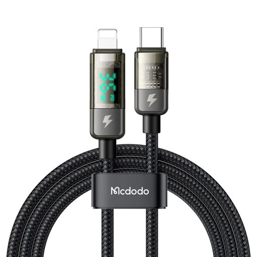 Нейлоновый кабель с дисплеем Mcdodo PD 36W USB-C to Lightning Digital Display Pro Auto 1.2 метр (CA-3600)