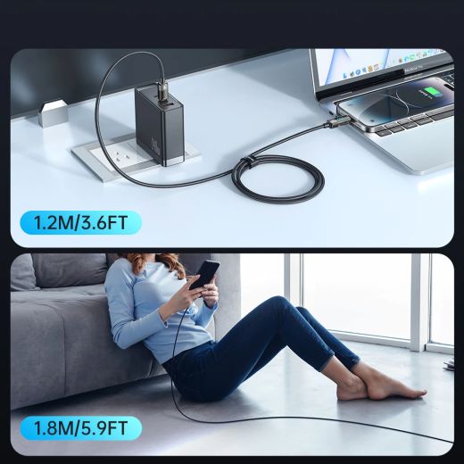 Нейлоновый кабель с дисплеем Mcdodo QC4 100W USB-C Digital Display Charging Status 1.2 метр (CA-3630)