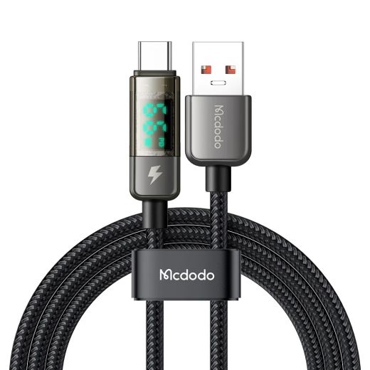 Нейлоновый кабель с дисплеем Mcdodo QC4 100W USB-C Digital Display Charging Status 1.8 метр (CA-3631)