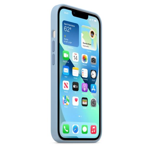 Оригинальный силиконовый чехол Apple Silicon Case with MagSafe Blue Fog (MN613) для iPhone 13