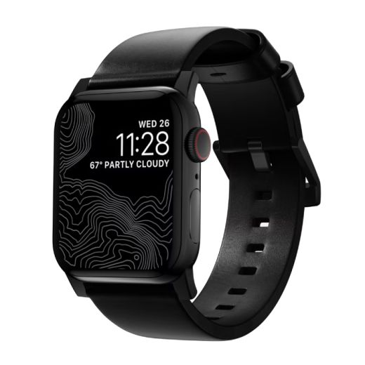 Кожаный ремешок Nomad Modern Band Black Leather / Black Hardware для Apple Watch 49мм | 45мм | 44мм