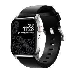 Шкіряний ремінець Nomad Modern Band Black Leather / Silver Hardware (NM01908685) для Apple Watch 49мм | 45мм | 44мм