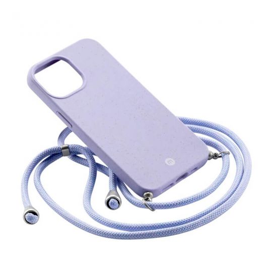 Чохол із шнурком Momax Crossbody TPU Strap Case | ECOStrap Case Purple для iPhone 13 Pro