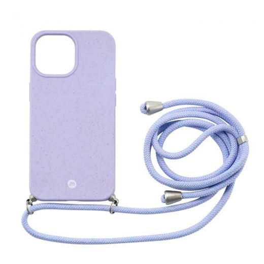 Чехол с шнурком Momax Crossbody TPU Strap Case | ECOStrap Case Purple для iPhone 13 mini