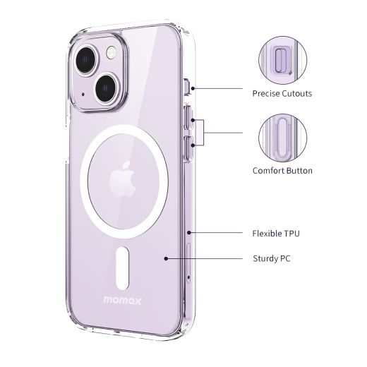 Чехол Momax Hybrid Case Magnetic Protective Case Transparent with MagSafe для iPhone 13 (CPAP21MW)