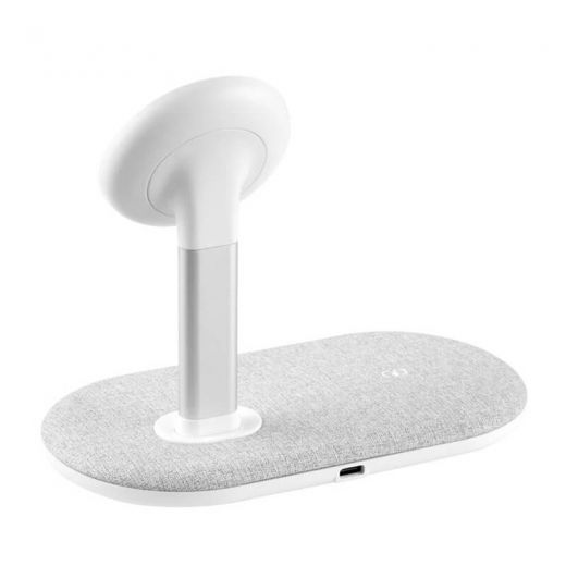 Док-станція 2 в 1 Momax Q.Mag Dual Magnetic Wireless Charging Stand Light Grey 