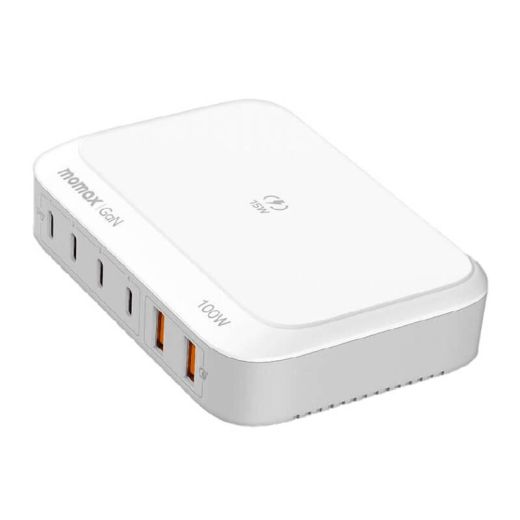 Сетевое зарядное устройство Momax Q.PLUG BOX 100W 6-Port GaN with Wireless Charging