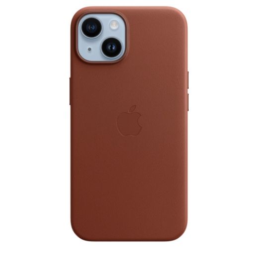 Оригинальный кожаный чехол Apple Leather Case with MagSafe Umber для iPhone 14 (MPP73)