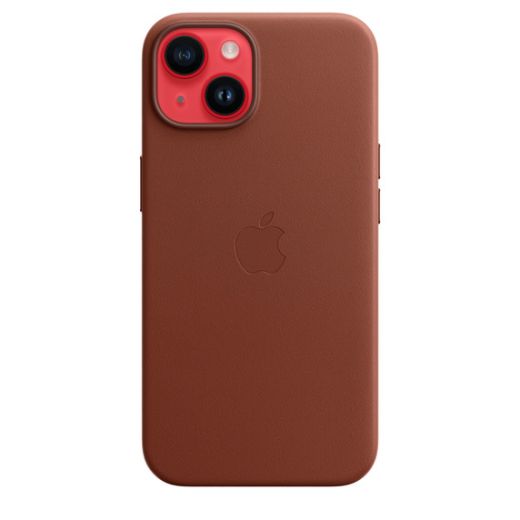 Оригинальный кожаный чехол Apple Leather Case with MagSafe Umber для iPhone 14 (MPP73)