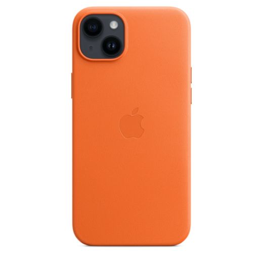 Оригинальный кожаный чехол Apple Leather Case with MagSafe Orange для iPhone 14 Plus (MPPF3)