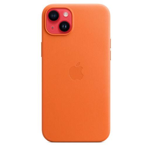 Оригинальный кожаный чехол Apple Leather Case with MagSafe Orange для iPhone 14 Plus (MPPF3)