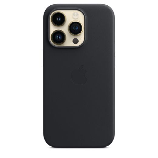 Оригинальный кожаный чехол Apple Leather Case with MagSafe Midnight для  iPhone 14 Pro (MPPG3)