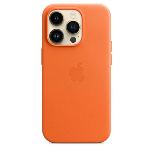Чохол CasePro Leather Case with MagSafe Orange для iPhone 14 Pro