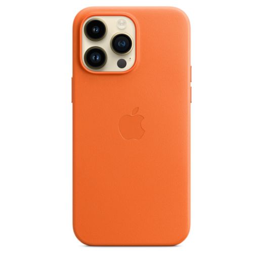 Оригінальний шкіряний чохол Apple Leather Case with MagSafe Orange для iPhone 14 Pro Max (MPPR3)