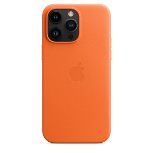 Оригінальний шкіряний чохол Apple Leather Case with MagSafe Orange для iPhone 14 Pro Max (MPPR3)