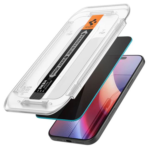 Защитное стекло антишпион Spigen EZ FIT HD GLAS.tR Privacy (1 шт.) Tempered Glass Screen для iPhone 16 Pro (AGL07936)