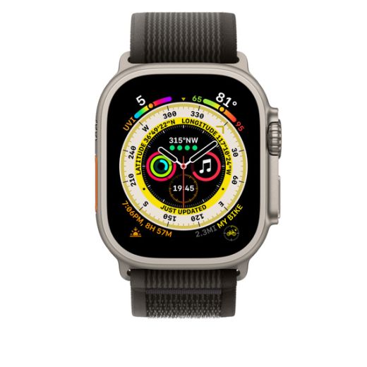 Оригинальный ремешок Apple Trail Loop Band Size S/M Black/Gray для Apple Watch 49mm | 45mm | 44mm (MQEP3)