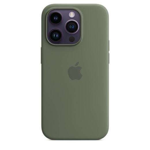 Оригинальный силиконовый чехол Apple Silicone Case with MagSafe Olive для iPhone 14 Pro (MQUH3)