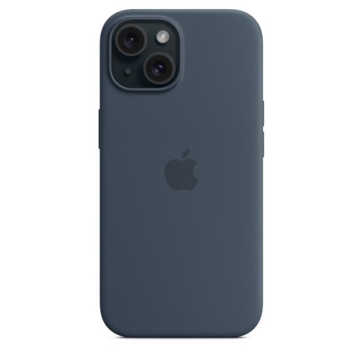 Оригинальный силиконовый чехол Apple Silicone Case with MagSafe Storm Blue для iPhone 15 Plus (MT123)