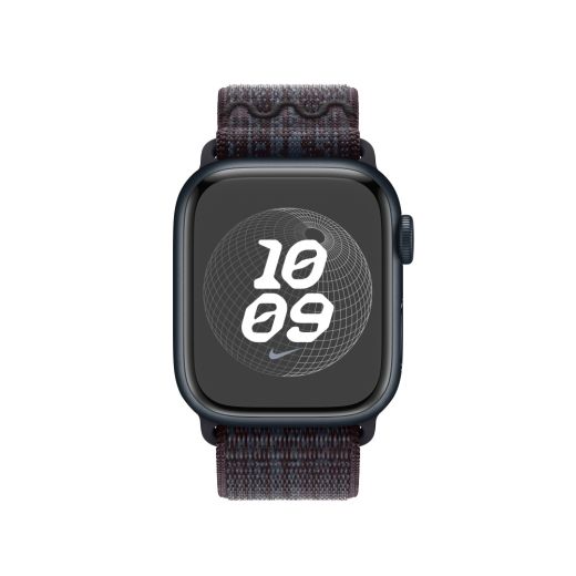 Оригинальный ремешок Apple Nike Sport Loop Black/Blue для Apple Watch 42mm | 41mm | 40mm (MUJV3)