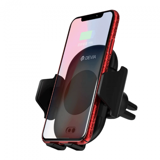 Автомобільний зарядний пристрій Devia Smart Infrared Sensor Car Mount Wireless Charger Black