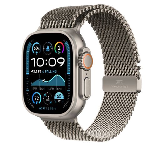 Оригинальный титановый ремешок Apple Milanese Loop Natural Titanium Large для Apple Watch 49мм | 46мм | 45мм | 44мм (MXKE3)