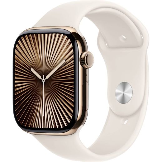 Смарт-годинник Apple Watch Series 10 GPS + Cellular 46мм Gold Titanium Case with Starlight Sport Band (M/L) (MWYY3)